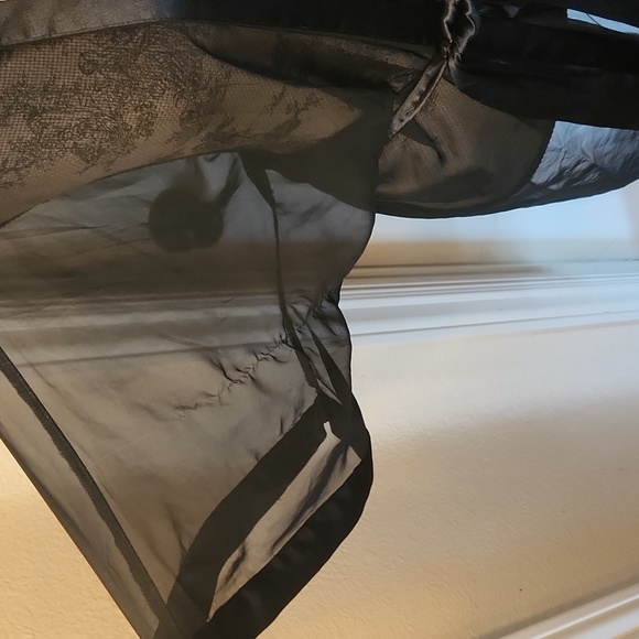 Black Sheer and Satin Sexy Lingerie Robe - Picture 3 of 5